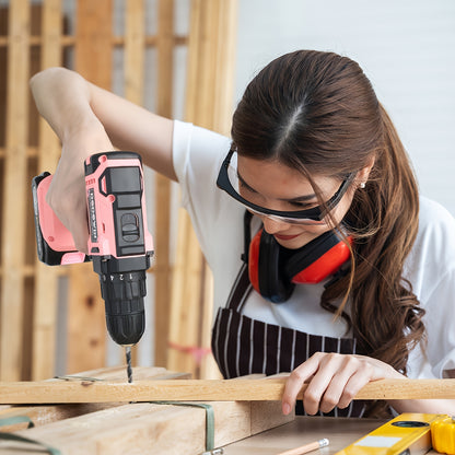 Cordless Drill Set, Lightweight & Powerful, 2 Batteries Included, Tool Case & 24pcs Accessories, 21V, Ideal for Home DIY, Repair & Gift
