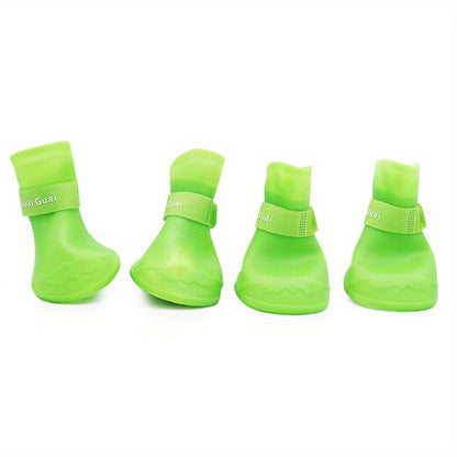 Pet silicone rain boots non-slip waterproof wear-resistant soft bottom can not drop dog shoes small dogs and cats Teddy rain boots