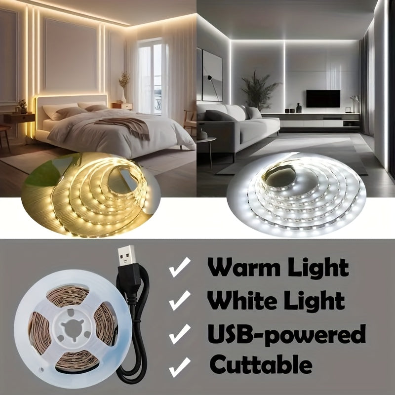 Light Strip DC5V Bright Flexible LED Tape with Self-Adhesive SMD2835, Can Be Cut to Any Length, Suitable for Decoration And Lighting