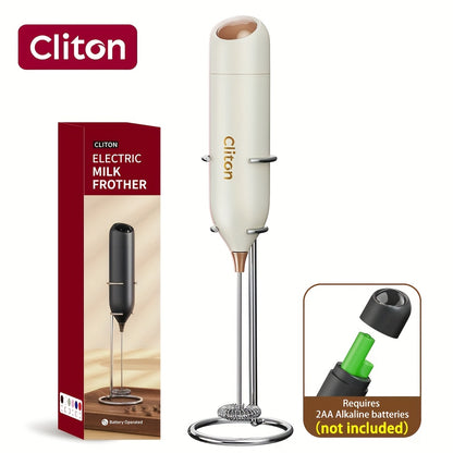 Electric Milk Frother | Battery Powered Portable Coffee Frother with Lightweight Plastic Handle & 304 Stainless Steel Whisk, Low Decibel, Ideal for Drinks, Coffee Lovers, Camping, Wedding Souvenir, Christmas Gift | Requires 2 AA Batteries