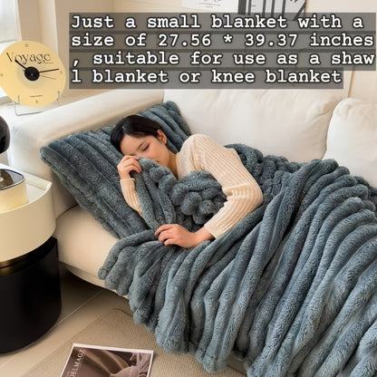 Gdan Rhinoceros Luxurious Faux Rabbit Fur Throw Blanket Suitable for Couch, Bed, Office & Travel - Soft Warm Cozy Striped Blanket, Contemporary Bedspread, Hand Washable, Ideal Christmas Gift & All-Season Use (Multicolor)