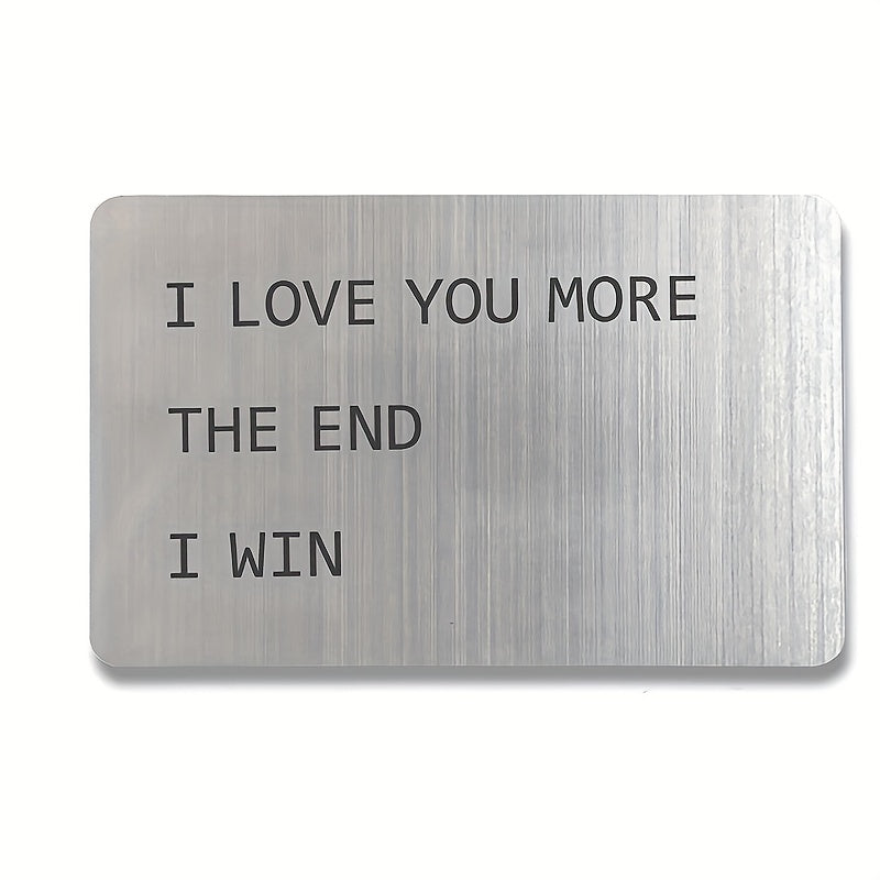 Valentine's Day gift 1pc Anniversary Wallet Insert for Men, Novelty Wallet Card Gift, I Love You More, Engraved Keepsake for Him