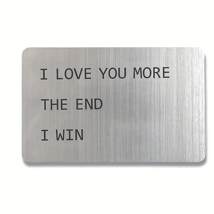 Valentine's Day gift 1pc Anniversary Wallet Insert for Men, Novelty Wallet Card Gift, I Love You More, Engraved Keepsake for Him