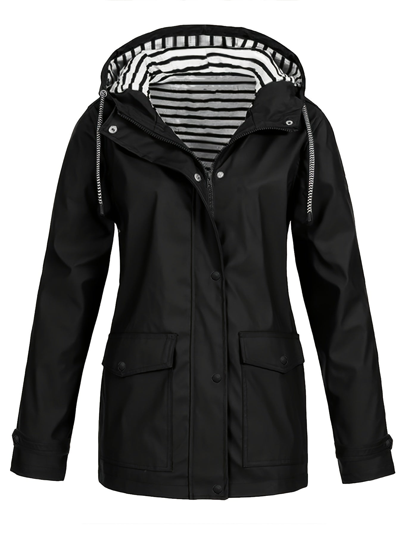 Women'S Hooded Long Sleeve Solid Color Casual Jacket | Fashionable and Versatile with and Pockets