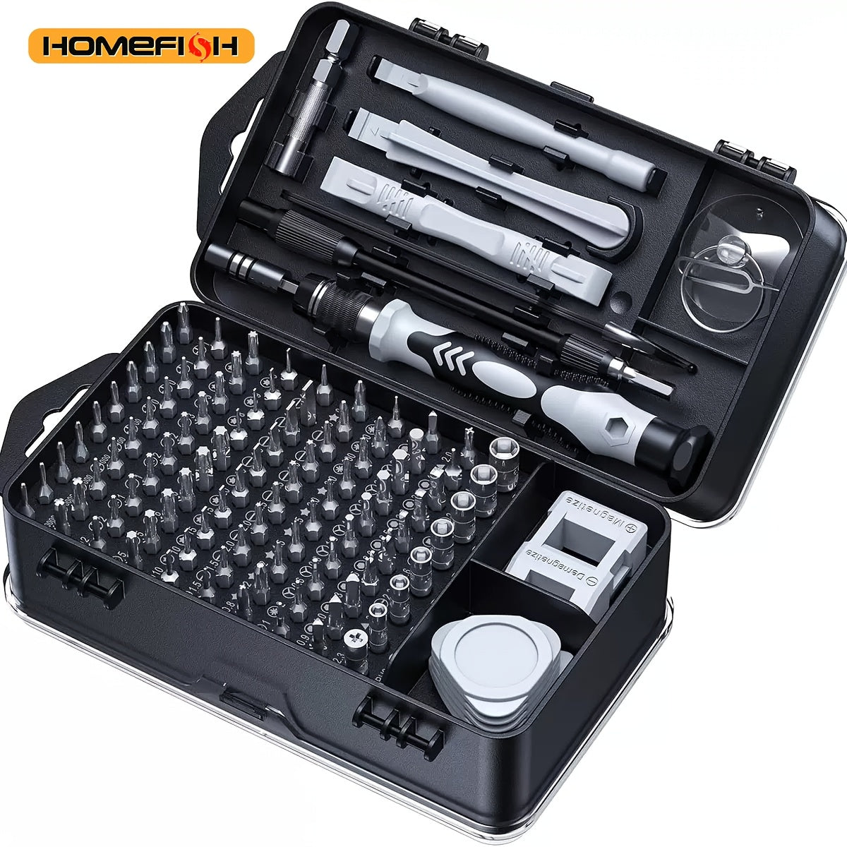 HOMEFISH 115-In-1 Enhanced Screwdriver Kit with Strong And High Durability, Complete Tool Set for Multifunctional Disassembly Featuring Specially Shaped Bits