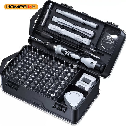 HOMEFISH 115-In-1 Enhanced Screwdriver Kit with Strong And High Durability, Complete Tool Set for Multifunctional Disassembly Featuring Specially Shaped Bits