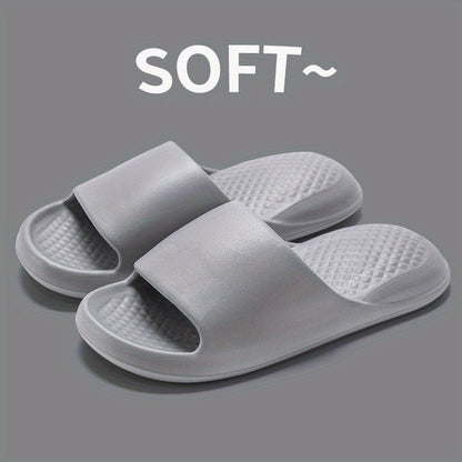 Unisex Casual EVA Slippers, Soft Open Toe Slip-on Flat Heel Sandals, Comfortable All-Season Indoor Home Summer Bath Shoes, Solid Color
