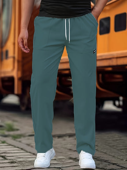 Men'S Casual Long Pants | Straight-Leg, Lightweight for Spring/Summer, Slight Stretch Fabric with Alphabet Pattern