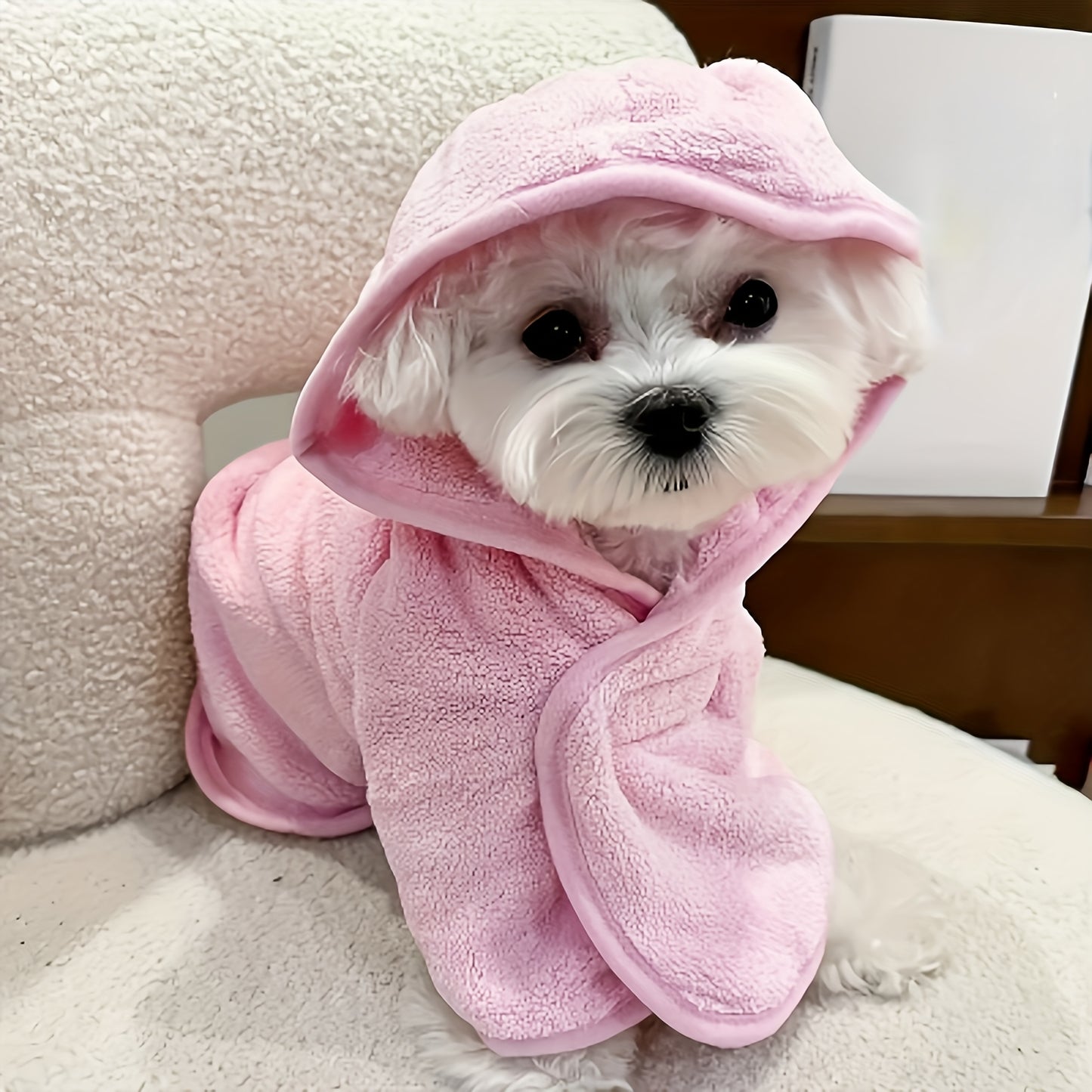 [Ultra-Soft Pet Bathrobe] Ultra-Soft Pet Bathrobe for Small & Medium Dogs & Cats | Quick-Dry, All-Season, Lightweight Design with Safety Closure, Easy-Button Entryway, Machine Washable, Cozy Fleece-Lined for Warmth