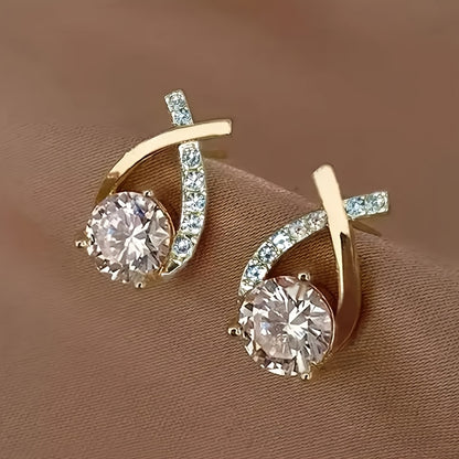 A Pair of Cross-shaped Design Stud Earrings, Versatile for Daily Wear. Simple, Elegant, Cute, and Noble Ear Accessories Suitable for Daily Commutes, Outings, Travel, and Holiday Celebrations
