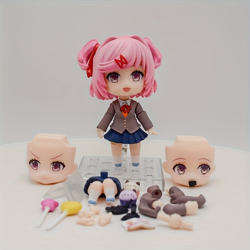 A Charming Anime Girl Statue with Interchangeable Faces - a PVC Collectible, Perfect for Decorating And Desks, an Ideal Gift for Anime Enthusiasts