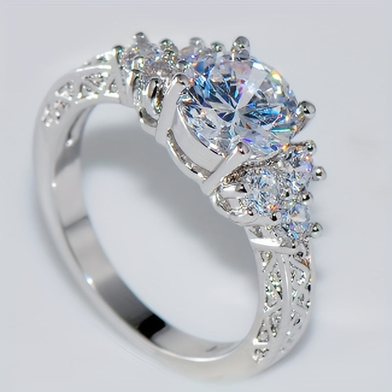 Exquisite Fashion Silvery Color Engagement Rings for Women Fashion White Ring Anniversary Bridal Wedding Jewelry