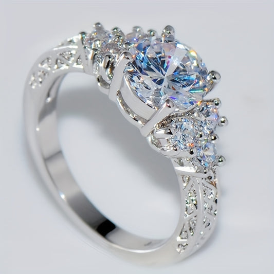 Exquisite Fashion Silvery Color Engagement Rings for Women Fashion White Ring Anniversary Bridal Wedding Jewelry