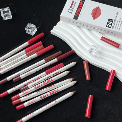 [Matte Lip Liner & Lipstick Set] 12pcs/set Long-Lasting Matte Lip Liner & Lipstick Pencil - Non-Stick Formula, Vibrant Reds & Browns, Sulfate-Free for All Skin Types