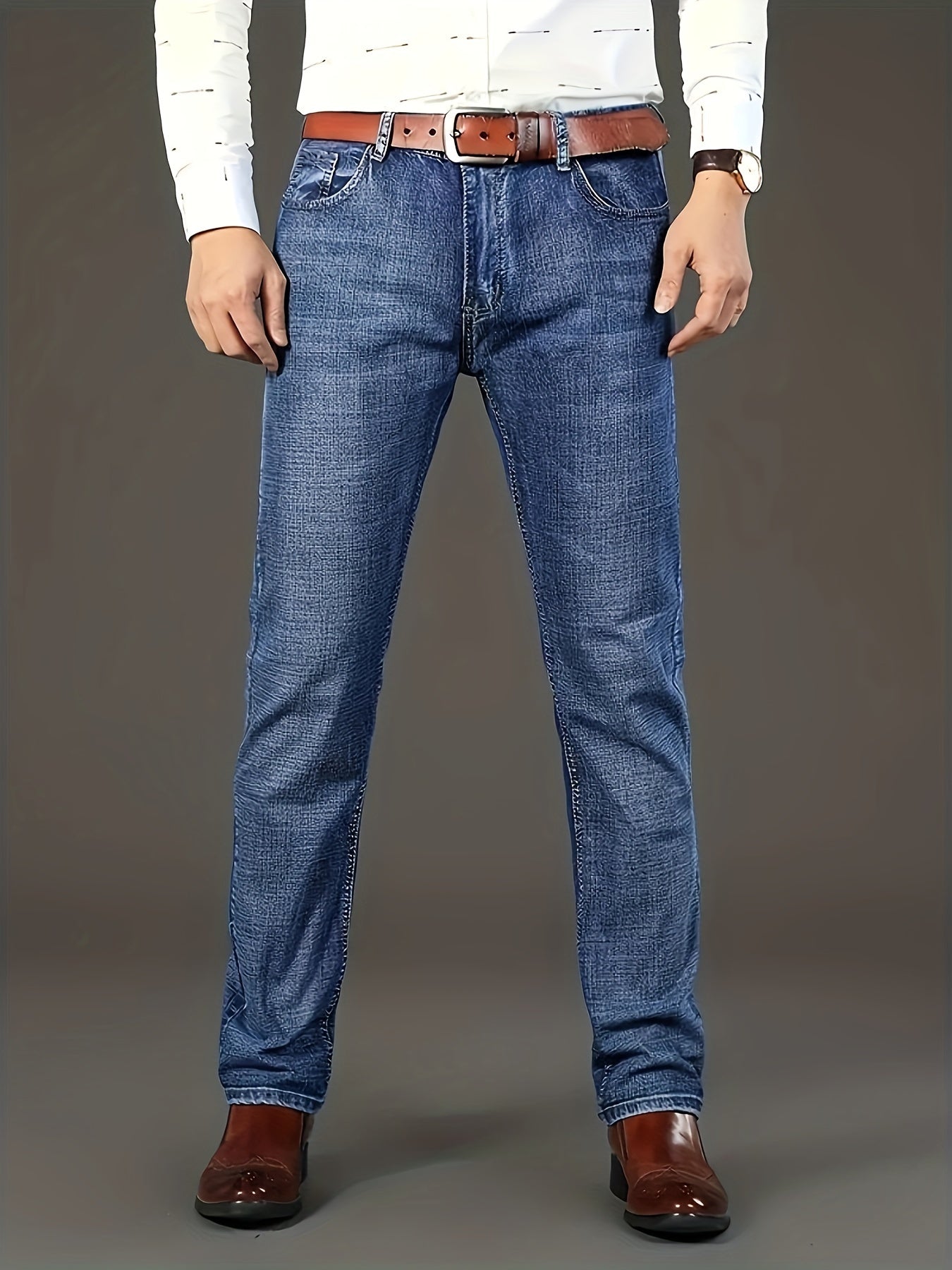 [Classic Jeans] Comfortable Classic Men's Solid Color Jeans | Regular Fit Straight Leg Pants for Casual & Business Wear, All-Season Versatile Trousers, Business Casual Attire