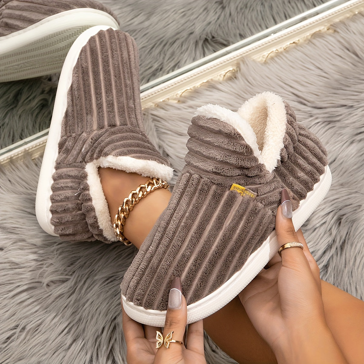 Fashionable Lightweight Glutinous Rice Strip-shaped Warm Shoes, Women Shoes