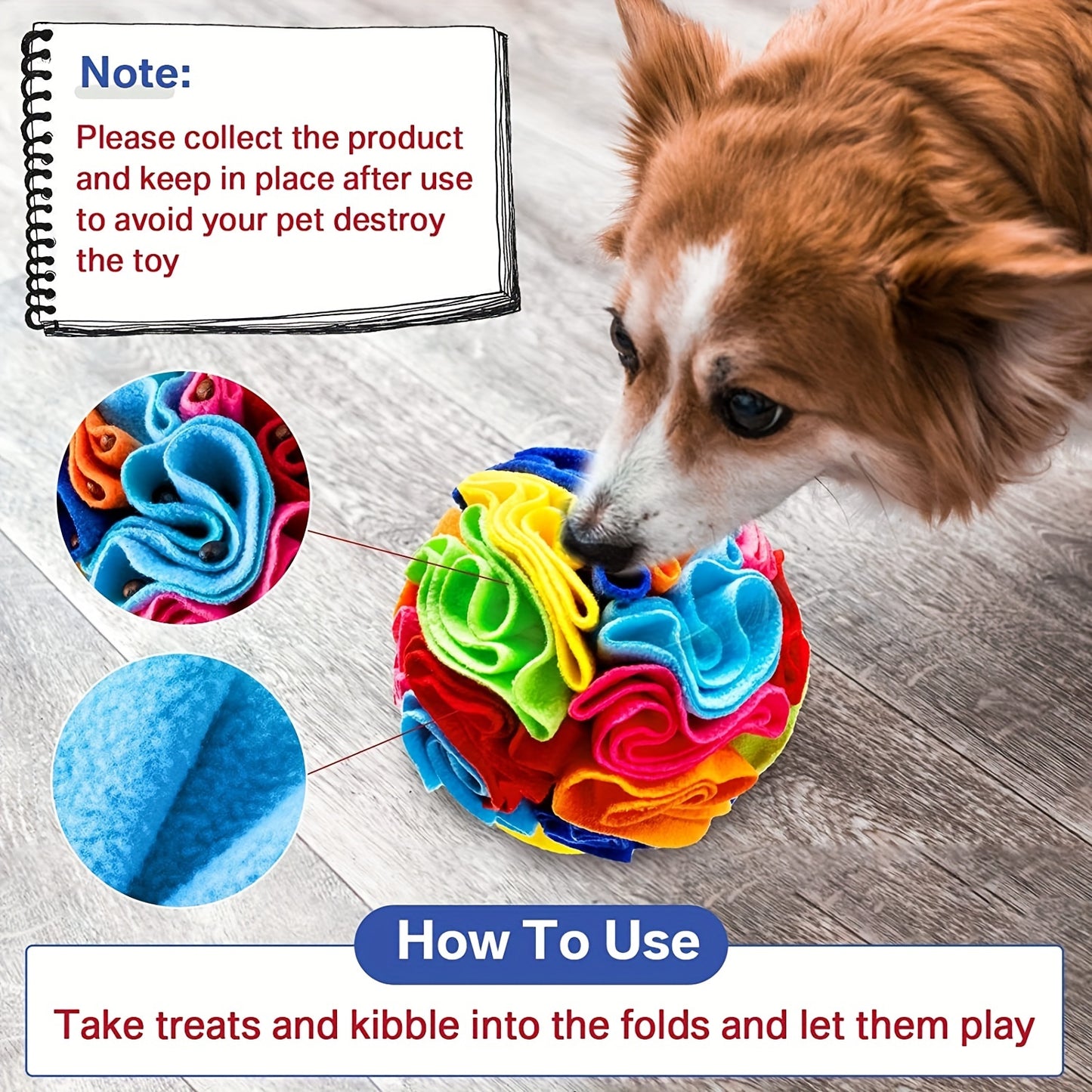 BJAYPET Snuffle Ball for Small Pets, Fabric Scented Ball for Dogs and Cats, Uncharged, Soft and Safe, Ideal for Indoor Play and Training, No Battery Required