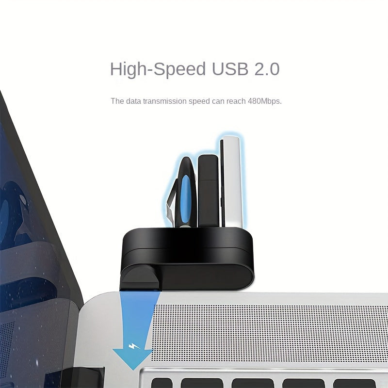 2.0 Rotating 3-Port USB Hub with 360° Swivel Base, Compact Design for Laptops & Desktops, Multi-Port Connectivity, Durable Construction, Compatible with USB-C & USB-A Devices, Laptop Accessory, Modern Accessory, Sturdy Construction