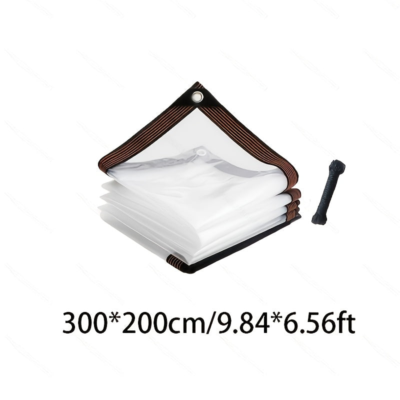 A Plastic Sheet Featuring Drawstring Openings for Convenient Fastening, Ideal for Garden Balconies, Terraces, Winter Plant Protection, Greenhouse Covers, And Outdoor Waterproofing