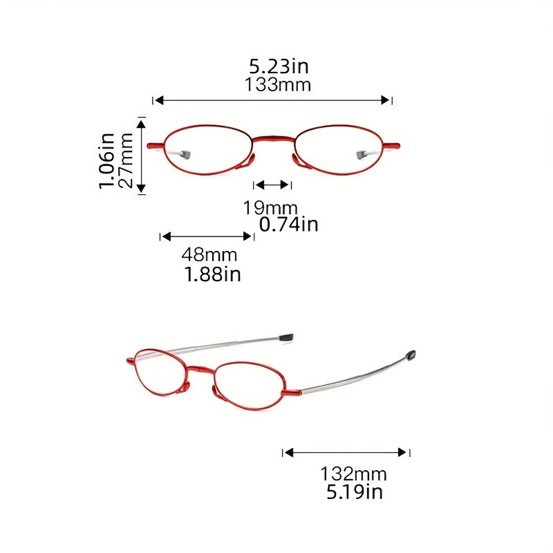 Elegant Reading Glasses, Unisex, Foldable Antenna Frame, Compact Lighter Case Design, Christmas Gifts