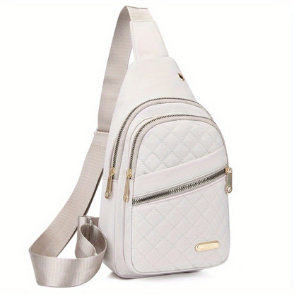 [Large-Capacity Chest Bag] Women's Single-Shoulder Bag, Women's Chest Bag, Large-Capacity Women's Fabric Chest Bag with Headphone Jack and Multiple Storage Compartments
