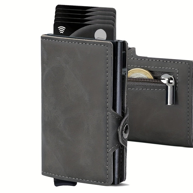 Carbon Fiber Card Clip Wallet Ultra-Thin Aluminum Pop-Up Bank Card Box Rfid-Proof Money Wallet Metal Aluminum Box Card Clip Wallet