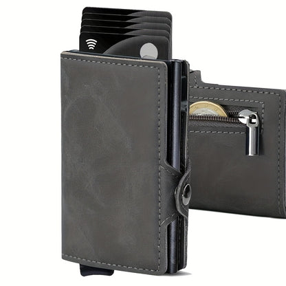 Carbon Fiber Card Clip Wallet Ultra-Thin Aluminum Pop-Up Bank Card Box Rfid-Proof Money Wallet Metal Aluminum Box Card Clip Wallet