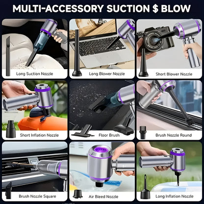 [4-in-1 Wireless Vacuum] 20000PA 4-in-1 Portable Wireless Vacuum Cleaner | High-Power Mini Vacuum with Brushless Motor | Suitable for Car, Home, Office, Camping, Computer Keyboard Laptop Dust Cleaning Tool