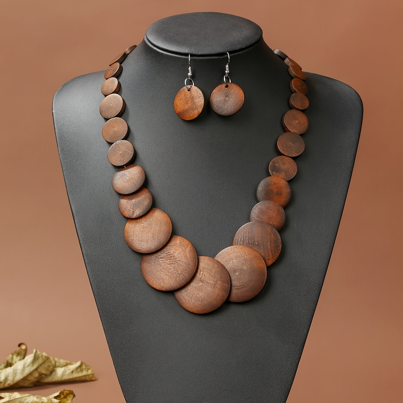 [Bohemian Jewelry] Colorful Bohemian Three-Piece Wooden Necklace and Earrings Jewelry Set for Women