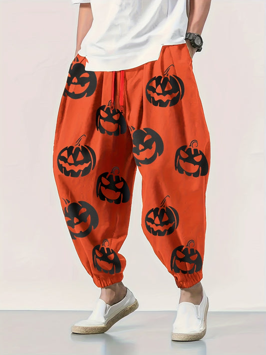 Men's Clothing, Men's Fashion Long Pants, Casual 100% Pure Material, Drawstring Hip-Hop Loose Pants, Outdoor