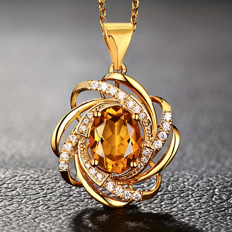 1pc of Stylish And Elegant Spiral Flower Pendant Necklace for Women, Exquisite Jewelry Gift for Valentine'S Day Or Weddings