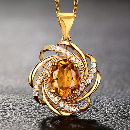 1pc of Stylish And Elegant Spiral Flower Pendant Necklace for Women, Exquisite Jewelry Gift for Valentine'S Day Or Weddings