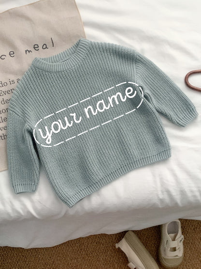 Girls' Casual Sweater with Personalized Name on Chest Area, Customizable, Perfect for Holiday Gifts