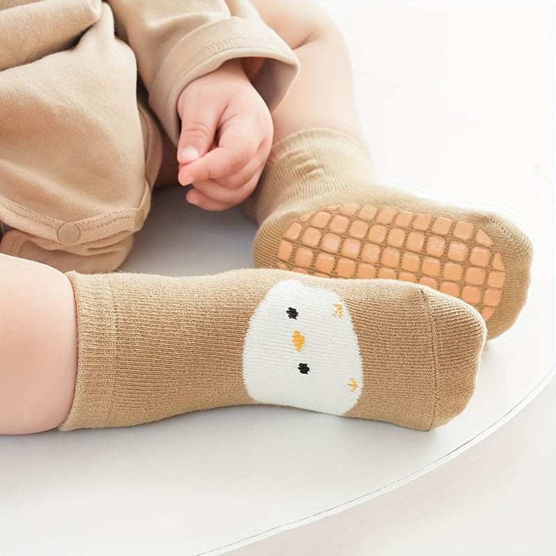 6 Pairs Boys & Girls Socks with Cute Fox & Bear Animal Patterns - Non-Slip Floor Socks Suitable for,, Crawlers - - Wear, /Off, & Machine Washable ()