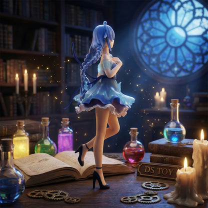1pc Anime Blue Hair Sorceress Figure with Twin Braids. Magic Girl Statue. Cute Car & Bedroom Decor. Best Valentine's Day & Birthday Gift for Boyfriend or Anime Fans.
