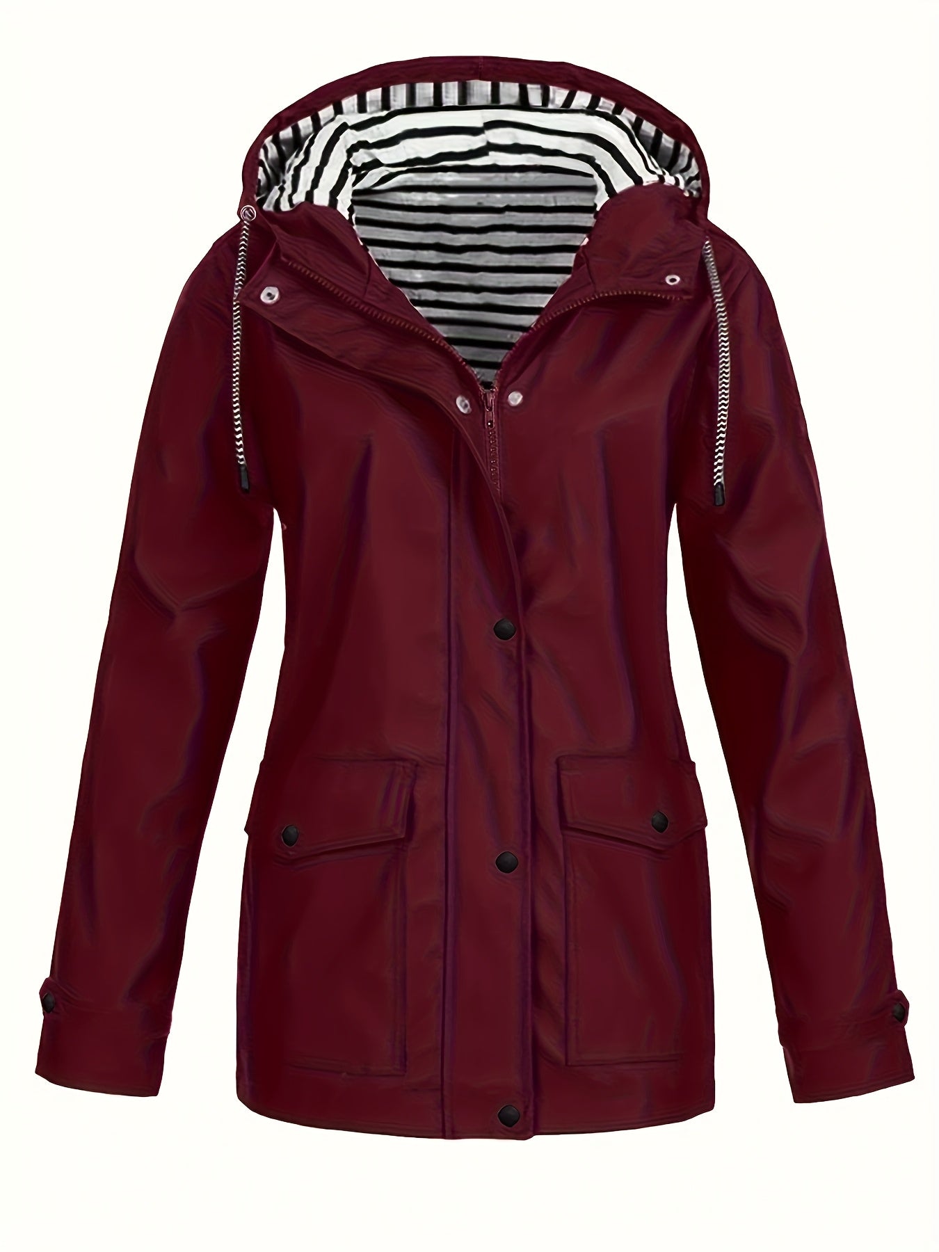 Women'S Hooded Long Sleeve Solid Color Casual Jacket | Fashionable and Versatile with and Pockets