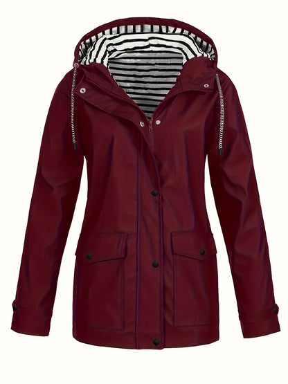 Women'S Hooded Long Sleeve Solid Color Casual Jacket | Fashionable and Versatile with and Pockets
