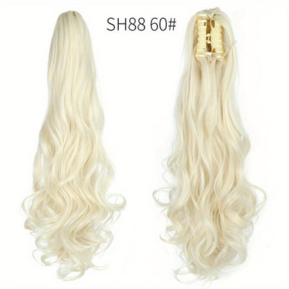 22-Inch Long Wavy Ponytail Hair Extensions - Ponytail - Synthetic Hair Piece for Women with Claw Clip, Adds Volume and Style, Perfect for Halloween and Christmas Celebrations