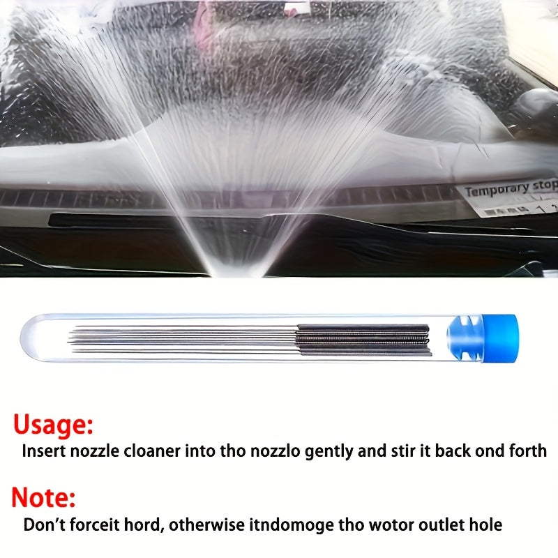10pcs Stainless Steel Wiper Nozzle Cleaning Kit - Unclog Car Glass & 3D Printer Jets, Gas Stove Outlets, Rain Brush, shower head Needle Cleaning