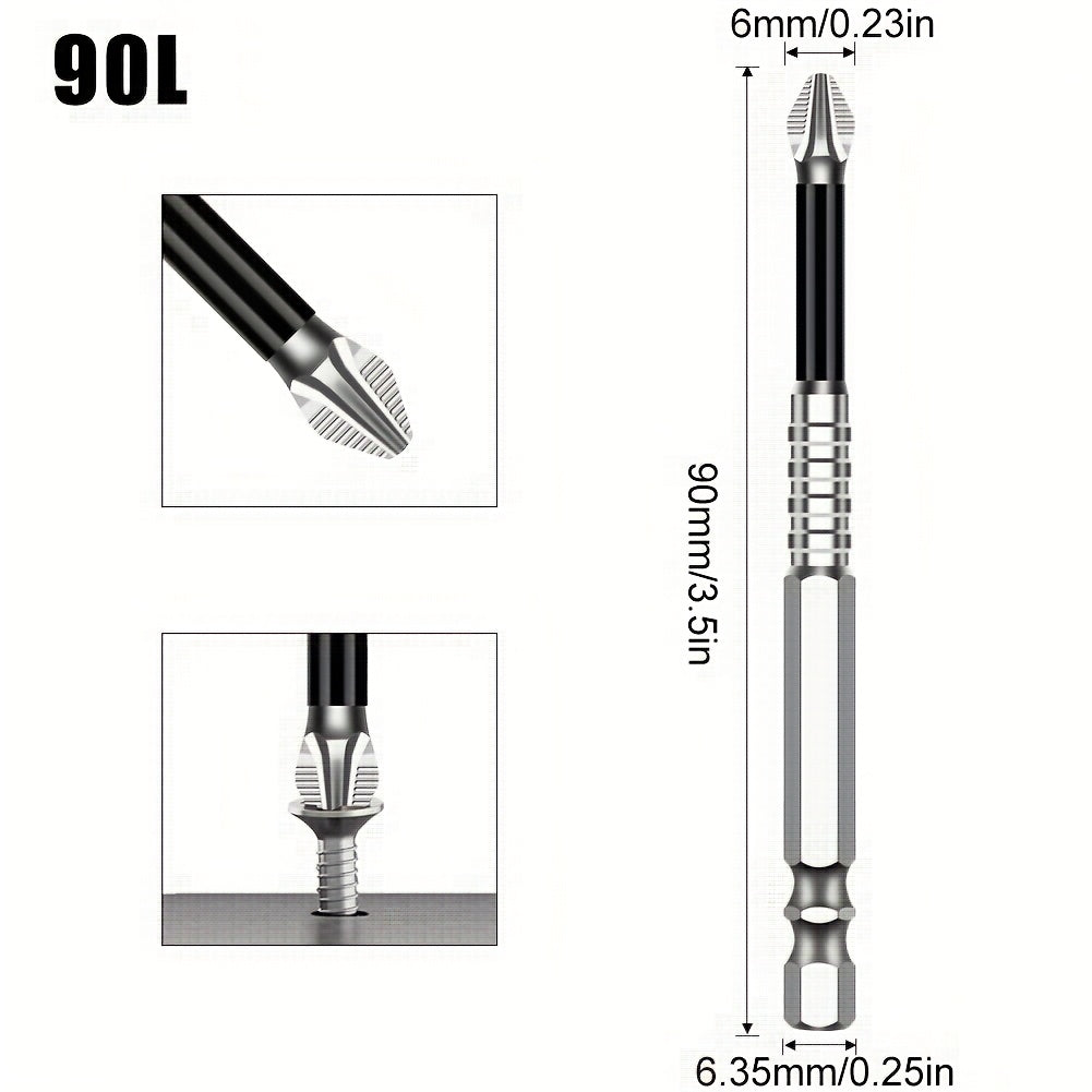 High Hardness Metal JGZUI S2 Strong Magnetic Precision Screwdriver Bits - Non-Slip Cross Torx, No Battery Required, Magnetic Tip for Electric Drills