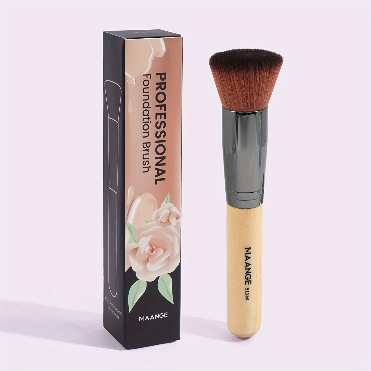 [Soft Nylon Foundation Brush] MAANGE Soft Nylon Foundation Brush | Single-Branch Flat Base, Large Head for Full Coverage & Fast Application - Professional & Everyday Makeup
