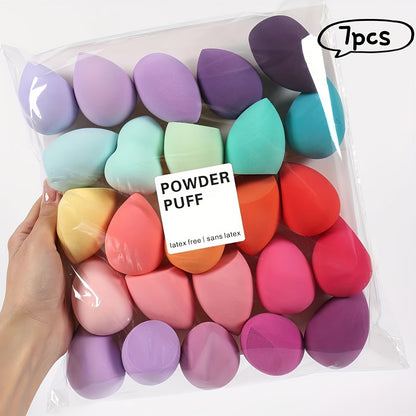 7-Piece Makeup Sponge Set, Makeup Tools, Beauty Sponge, Suitable for Liquid BB Cream and Powder Application, Multi-Color Makeup Tools, Dual-Use Dry and Wet Makeup Sponge - Christmas Gift