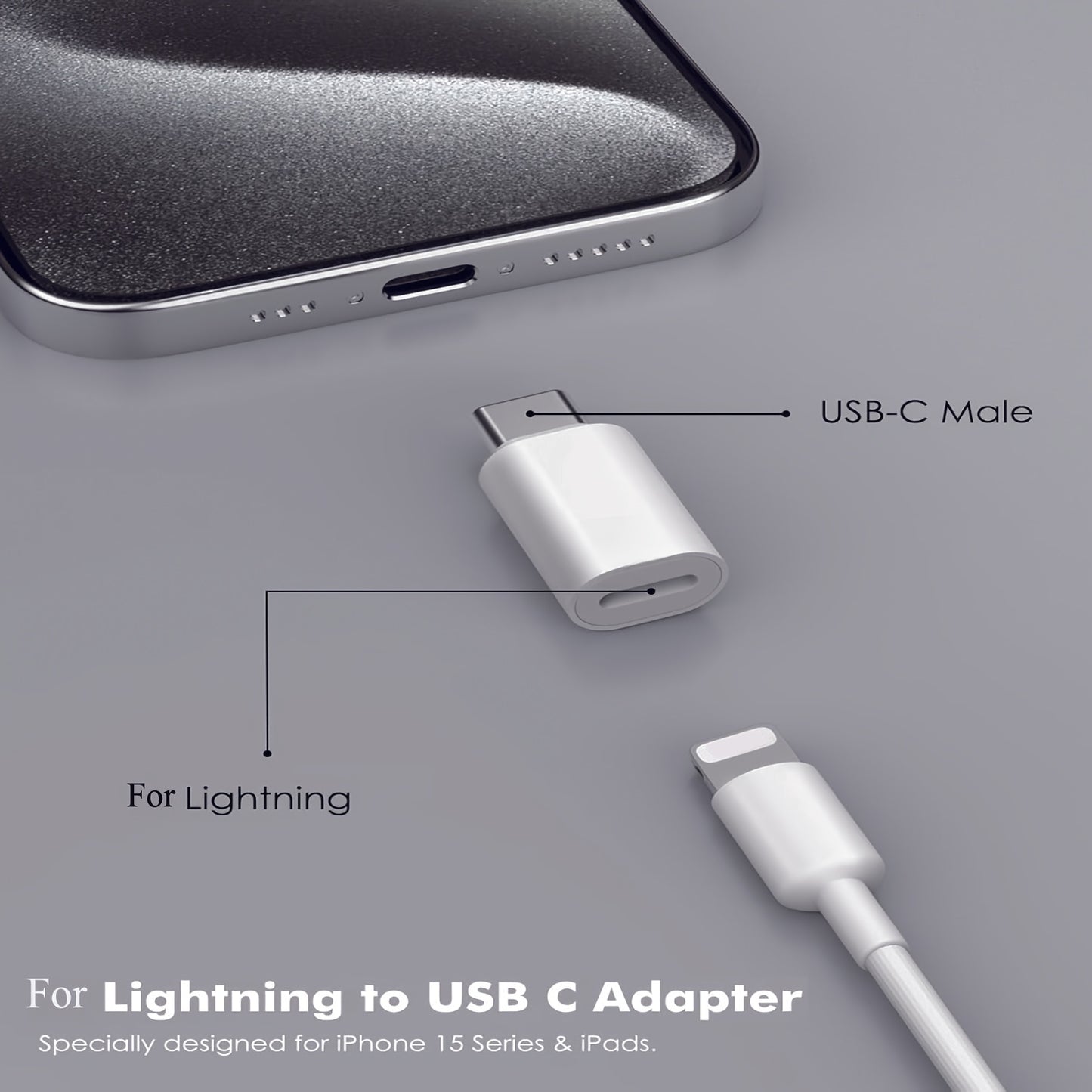 2pcs, for Lightning female to USB C male adapter, Only applicable for charging and data transfer