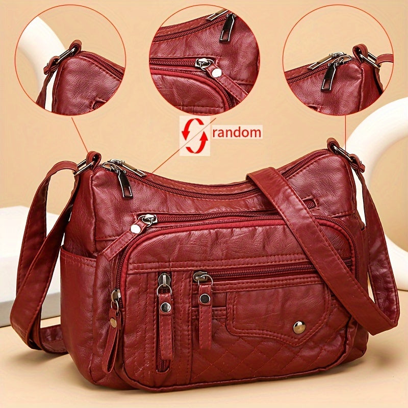 [Large Crossbody Bag] 8108 Large Capacity Soft Shoulder Crossbody Bag - Random Flower Pattern - Random Strap Direction - Random Zipper Direction