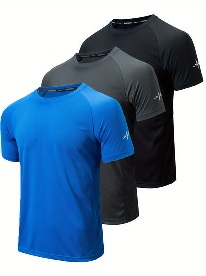 3pcs Compression Shirts Men Short Sleeve Athletic Moisture Wicking Baselayer Undershirt Gear Tshirt for Sports Workout