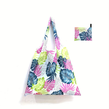 1pc Vibrant Dog Print Tote Bag - Reusable, Foldable, Durable Polyester Shoulder Bag with Buckle Closure, Ideal for Shopping, Travel, and Kitchen Storage, Travel Accessory|Playful Accessory|Durable Handle Bag