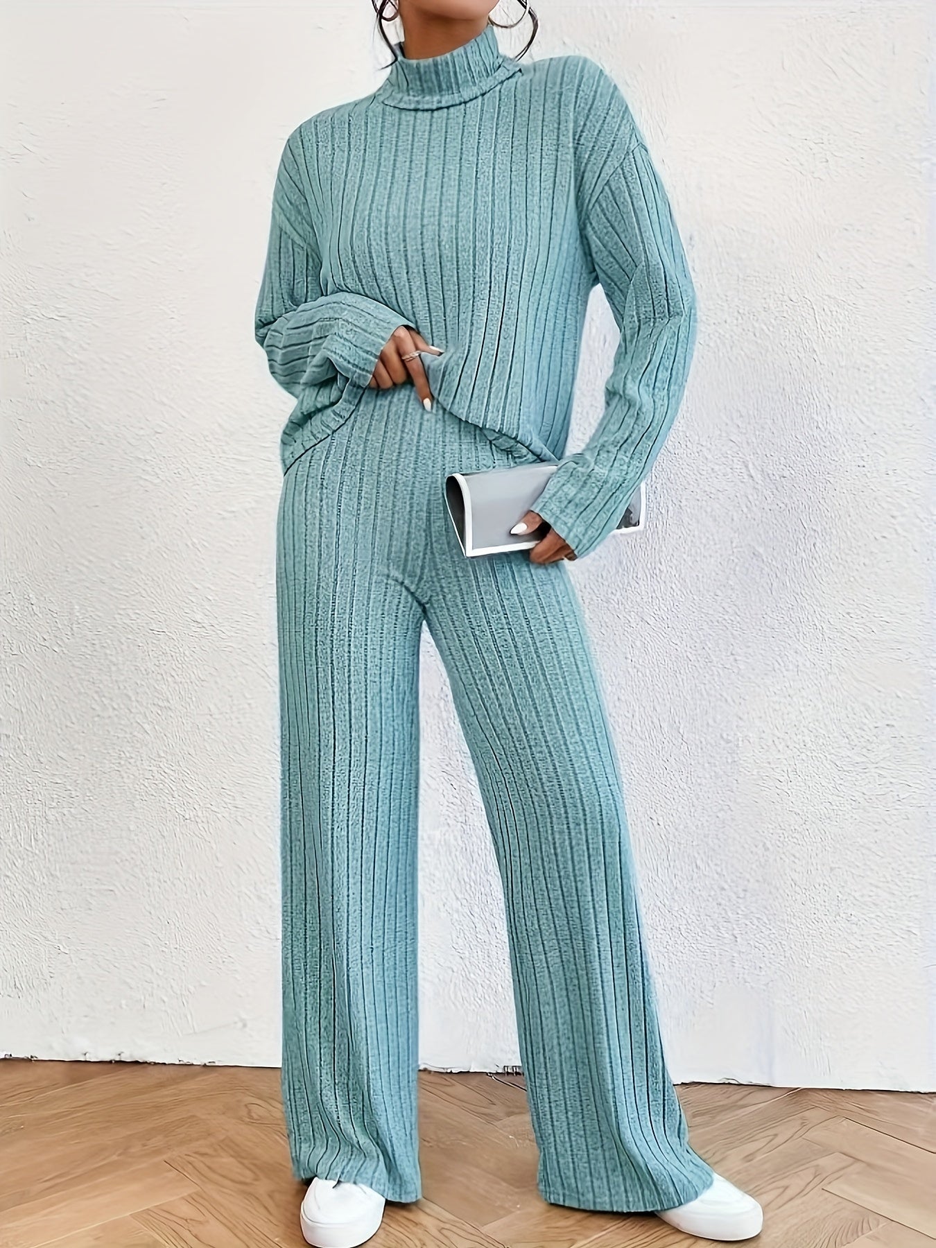 Long Sleeve Wide Leg Pants Set