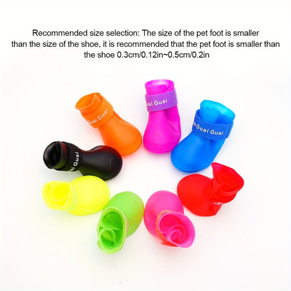 Pet silicone rain boots non-slip waterproof wear-resistant soft bottom can not drop dog shoes small dogs and cats Teddy rain boots