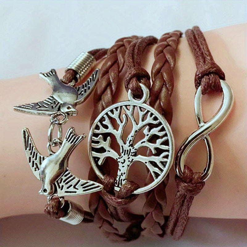 European and American Fashion Jewelry Owl Heart Number 8  Braided Bracelet