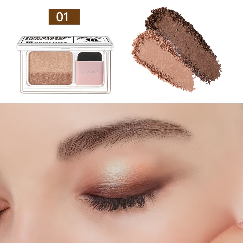 Shimmery Dual-Tone Eyeshadow Palette, 5-8 Versatile Shades, Easy Blend, Long-Lasting Waterproof Eye Makeup with Brush